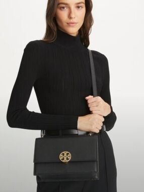 Tory Burch-Miller Pebbled Leather Crossbody Bag (Black 🖤)